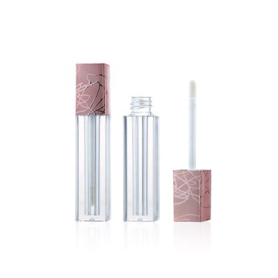 3.5ml custom luxury cosmetic containers rose gold pink square liquid lipstick packaging empty lip gloss tube with brush