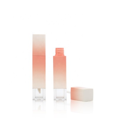 6.5ml classic square empty lip glaze packaging cute gradient peach color lipgloss tube